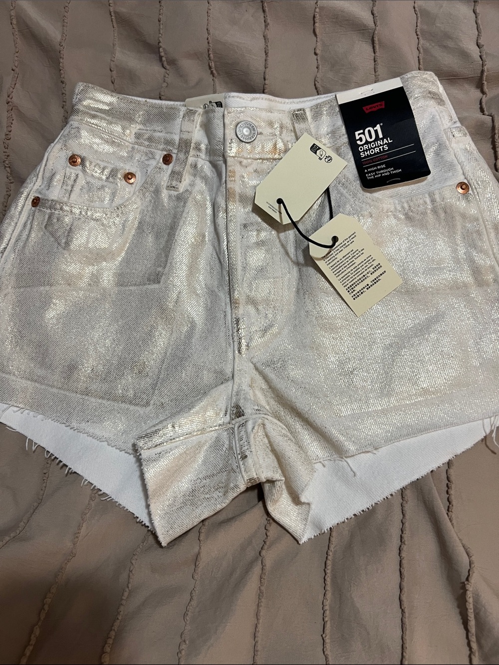 Levi's 501 Metallic Silver High-Rise Jean Shorts